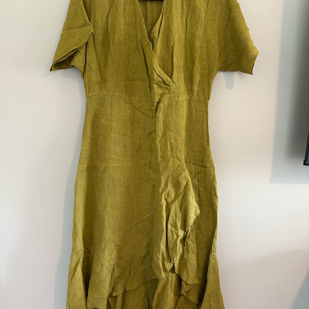 Olive Green Linen Dress